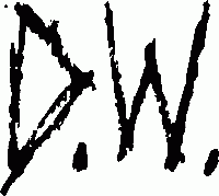 Eine logotype der Initialen -D.W.- in groben Bleistiftstrichen ausgeführt.