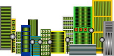 Jolly Daubs Digitalkunst: Eine  extraterristrischen Metropole.