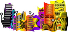 Jolly Daubs Digitalkunst: Eine  extraterristrischen Metropole.