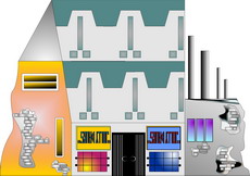Jolly Daubs Digitalkunst: Eine extraterrestrische Metropole.