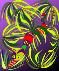 Jolly Daubs Digital Art: A snake hides in the reeds.