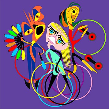 Image, Jolly Daubs art print, surreal acrobat