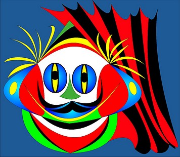 Bild, Jolly Daubs Kunstdruck, bunter Bajazzo