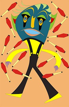 Image, Jolly Daubs art print, surreal juggler