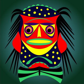 Jolly Daubs Kunstdruck: Maske Stoppelbart 13
