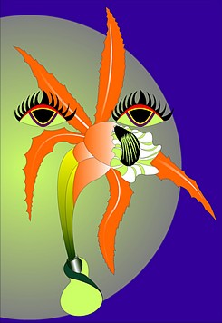 Bild, Jolly Daubs Kunstdruck, Orchidee mit Augen und Wimpern