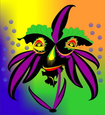 Jolly Daubs Digitalkunst: Eine personifizierte Orchidee in leuchtenden Farben.