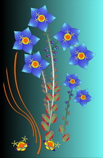 Jolly Daubs Digitalkunst: Eine Blume mit Zacken.