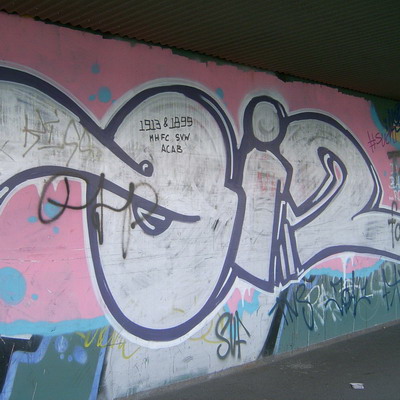 Graffiti and street art from a photo tour in Bremen including colourful sprayed tags and top-to-bottoms.