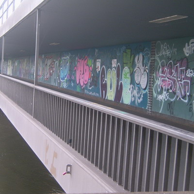 Graffiti and street art from a photo tour in Bremen including colourful sprayed tags and top-to-bottoms.