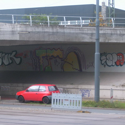 Graffiti and street art from a photo tour in Bremen including colourful sprayed tags and top-to-bottoms.