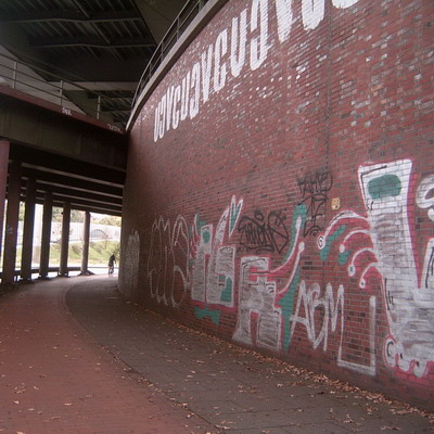 Graffiti and street art from a photo tour in Bremen including colourful sprayed tags and top-to-bottoms.