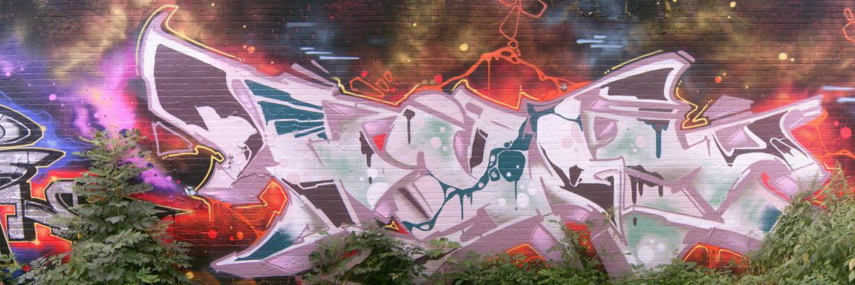 Graffiti and street art from a photo tour in Bremen including colourful sprayed tags and top-to-bottoms.