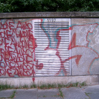 Graffiti and street art from a photo tour in Bremen including colourful sprayed tags and top-to-bottoms.