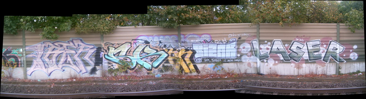 Graffiti and street art from a photo tour in Bremen including colourful sprayed tags and top-to-bottoms.