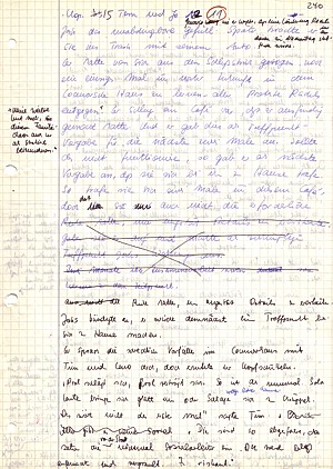 Handschriftlicher Entwurf der Mariañaca-Saga.